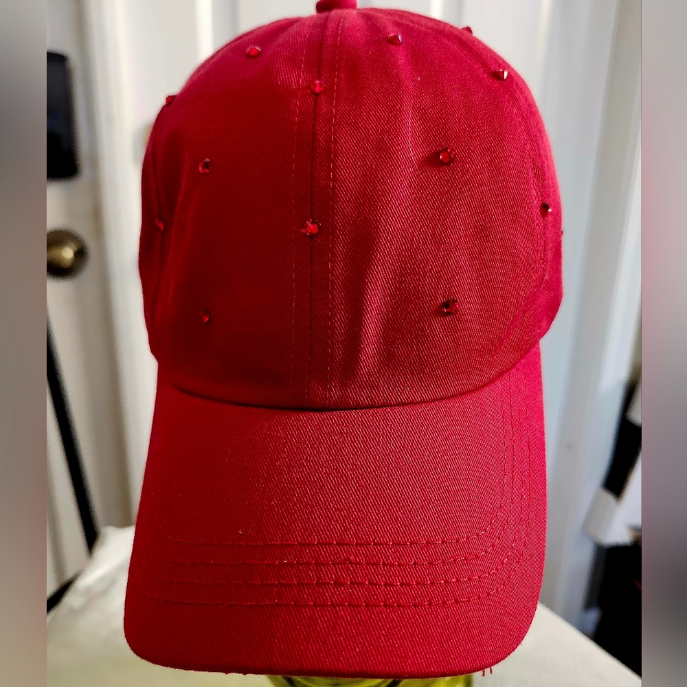 ‼️Women's Baseball Hat in Red with Swarovski Elements